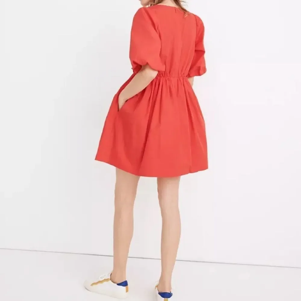 Madewell Poplin Crewneck Bubble-sleeve Mini Dress sz 4